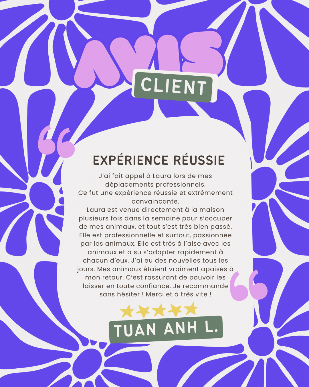 Avis client de Tuan Anh L. sur Pattes en l'air